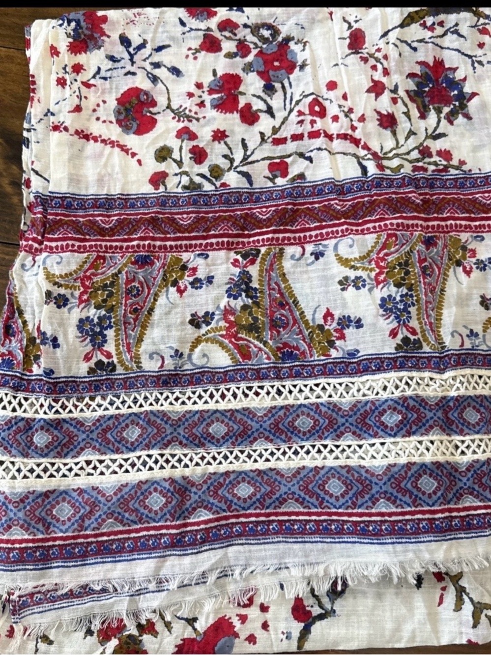 Lucky Brand Floral Paisley Cotton Shawl - Picture 8 of 10